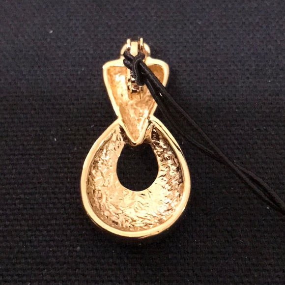 BLACK ENAMEL GOLD PLATED PEARL ENHANCER WITH CUBIC ZIRCONIA NWT - Picture 3 of 5